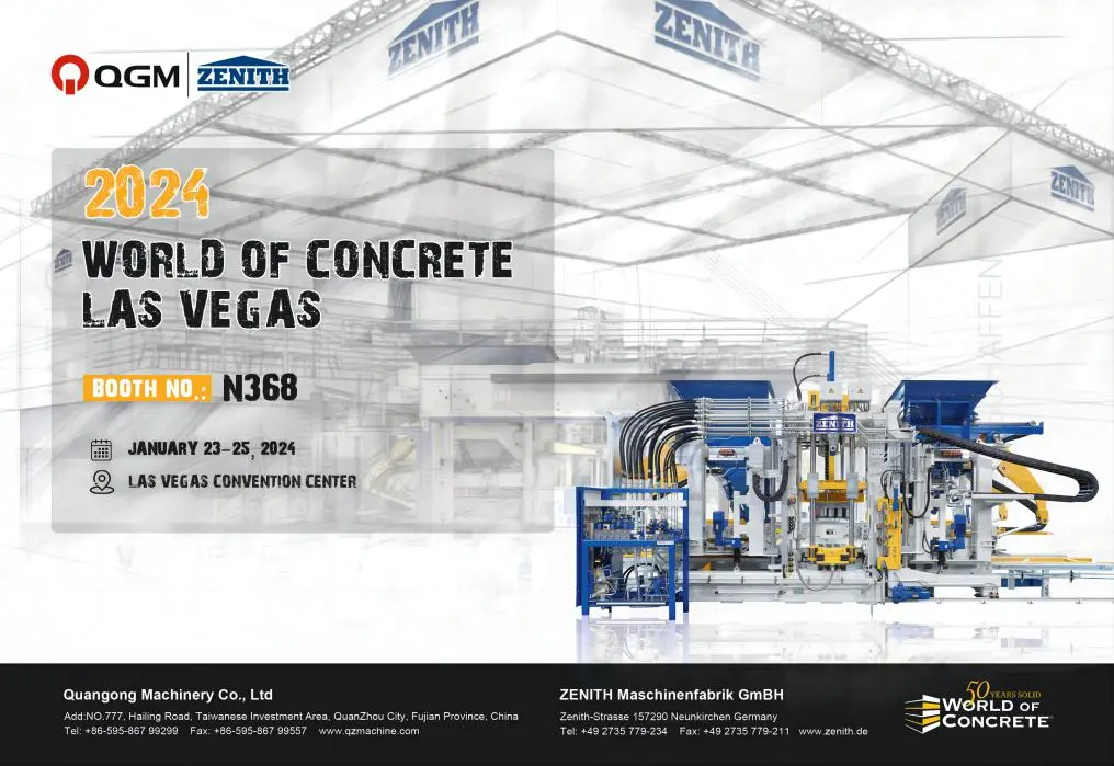 SUGENG RAWUH MESIN BLOCK BETON QGM-ZENITH ING BOOTH N368, WORD OF CONCRETE, 3-25, 2024